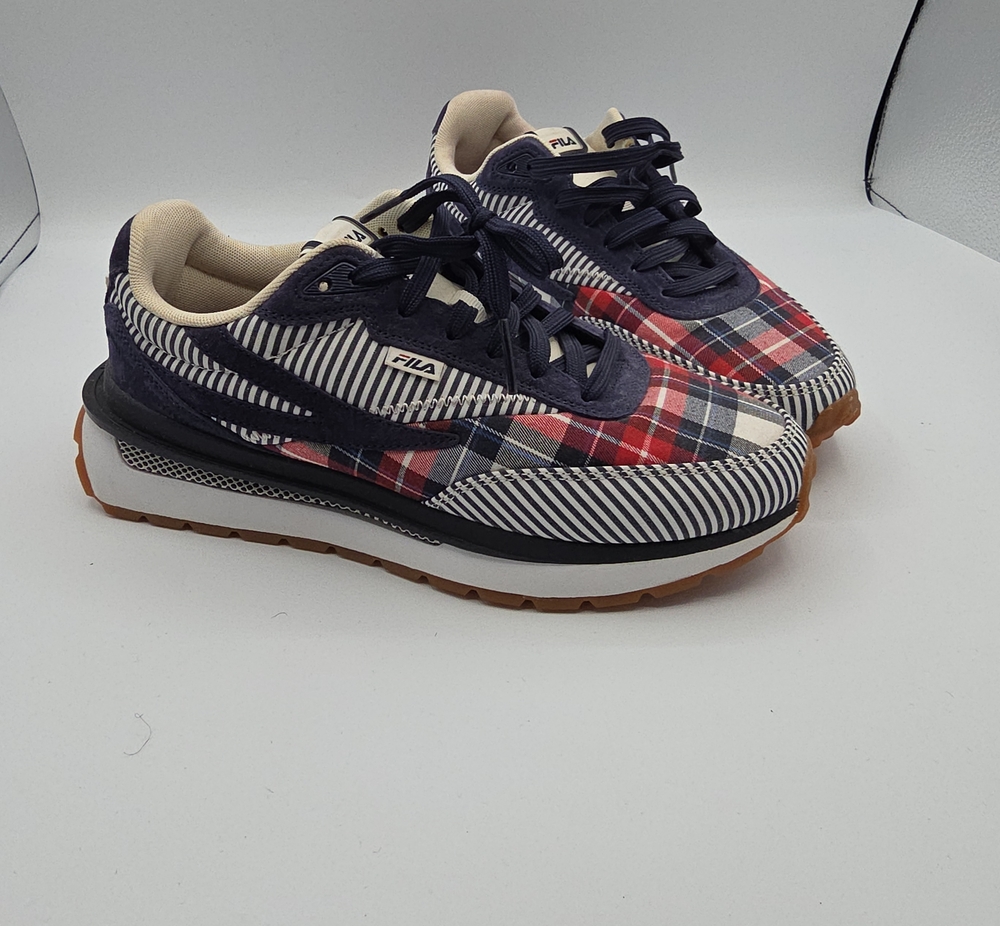 FILA Kids Navy, Red & White Plaid Casual Sneakers